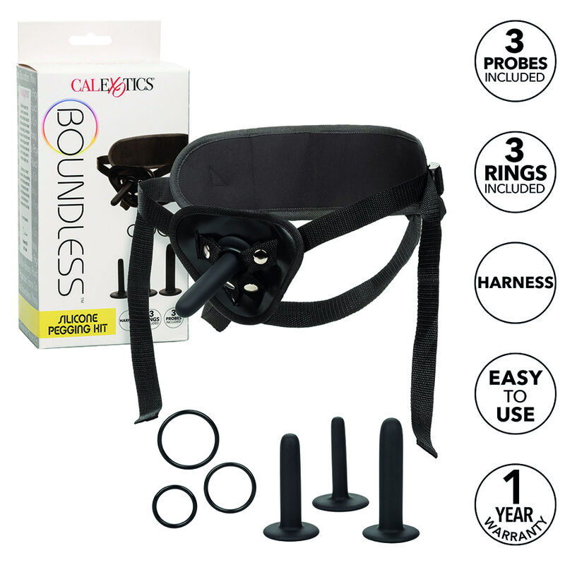 Ensemble de harnais strap on CalExotics Boundless avec accessoires