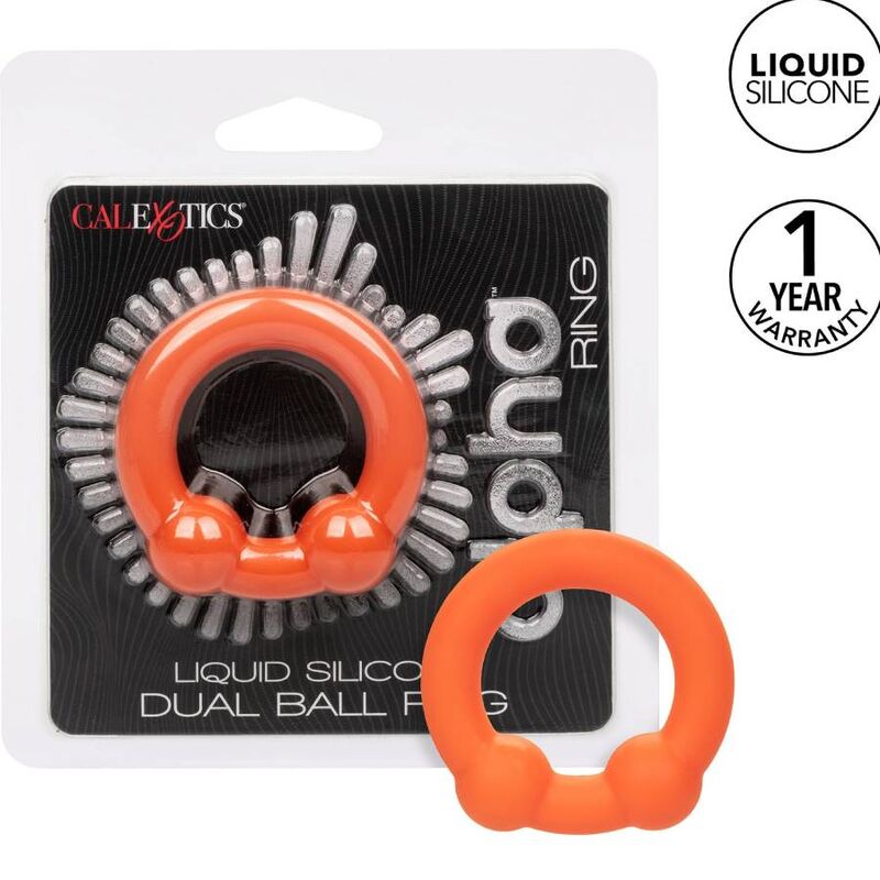 Anneau pénien CalExotics Alpha Dual Ball sans vibration, orange