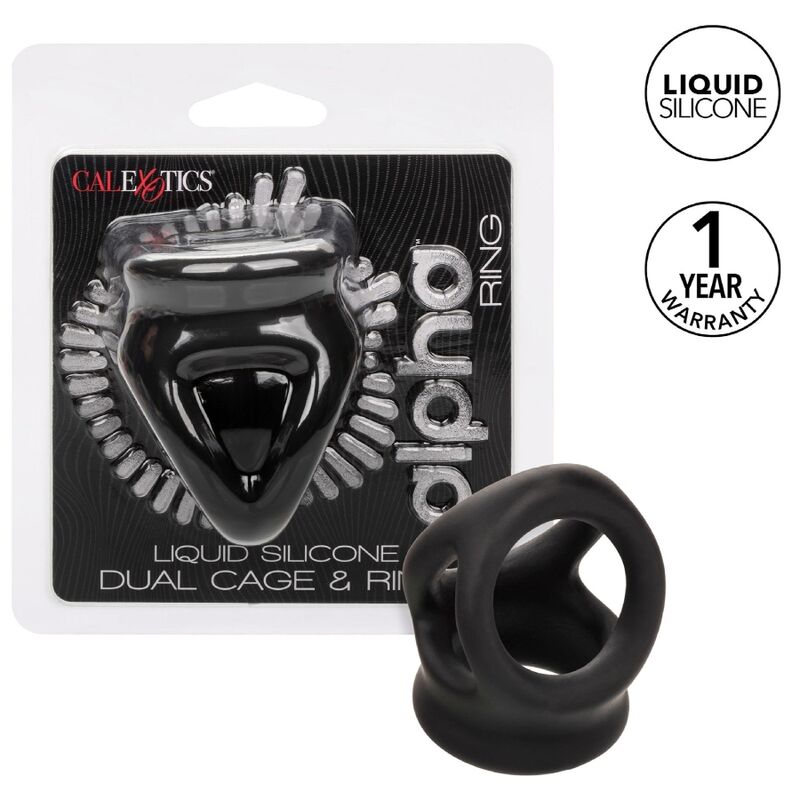 CalExotics Alpha Dual Cage Ring, anneau pénien noir sans vibrations