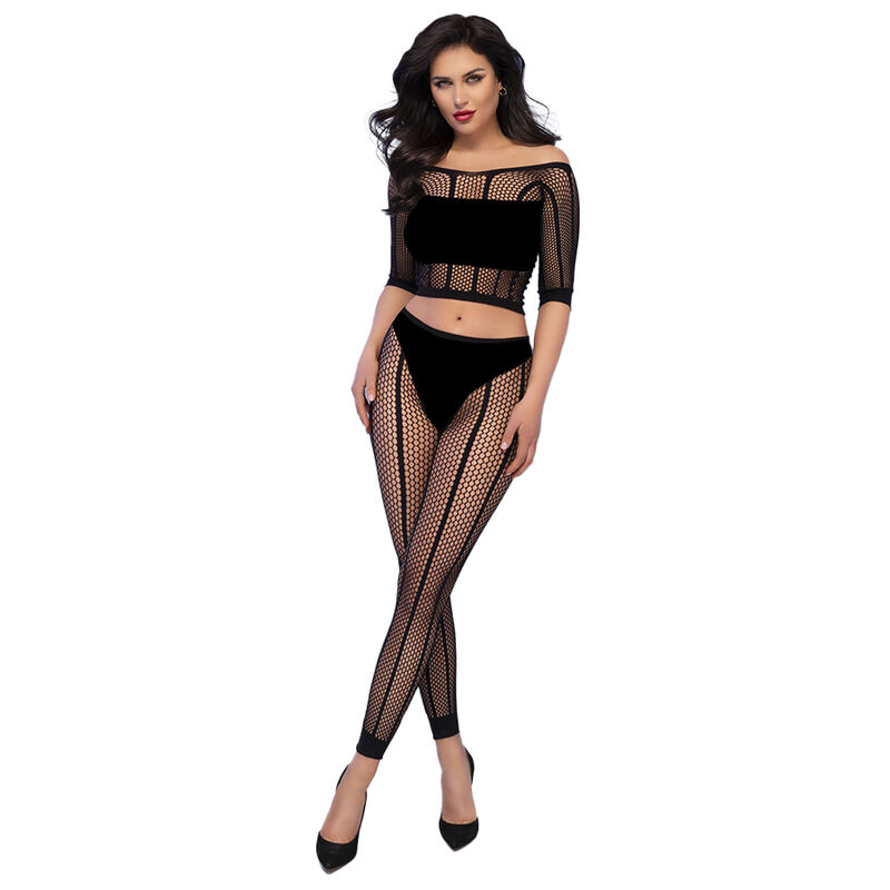 Ensemble lingerie CHILIROSE CR 4647 avec top et legging, noir, S/M