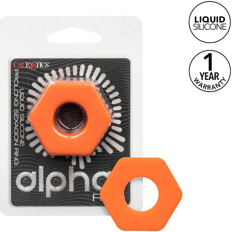 Anneau pénien CalExotics Alpha Prolong Sexagon sans vibrations, orange