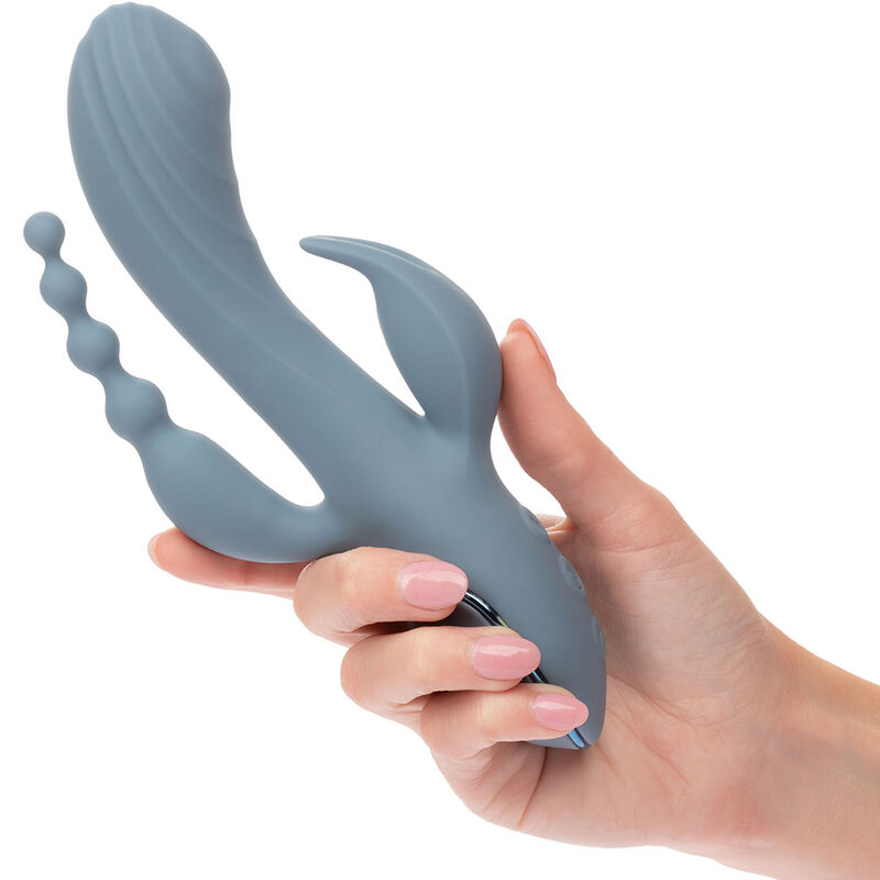 CalExotics Triple Ecstasy vibromasseur rabbit gris