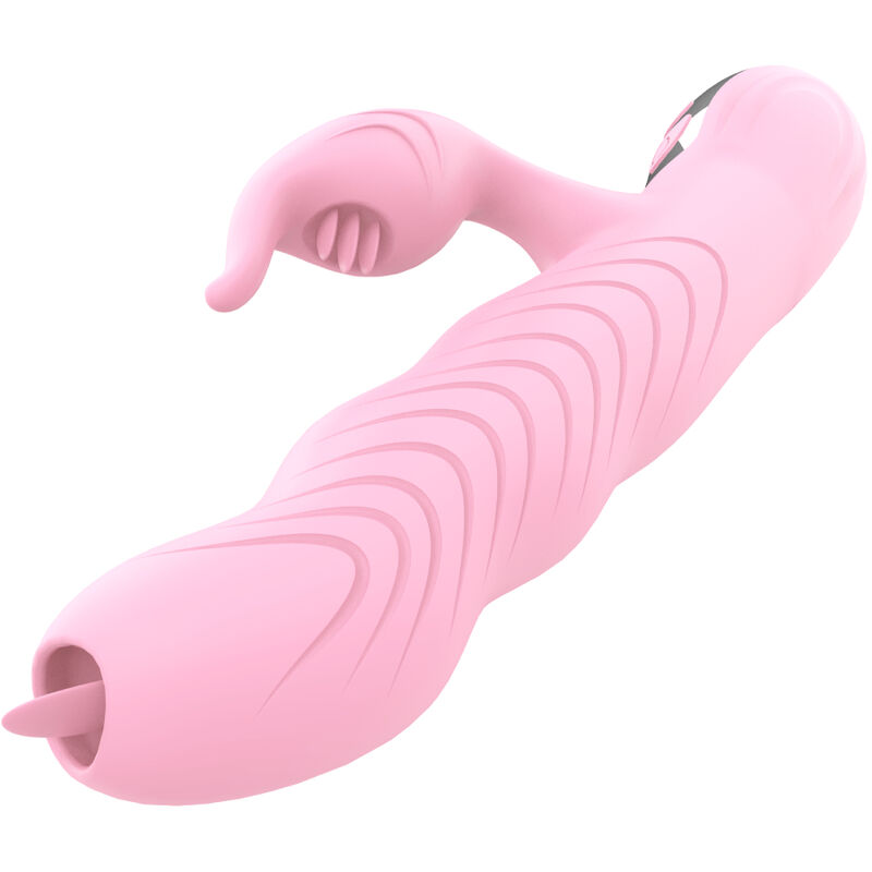 Vibromasseur à va et vient avec double langue et fonction chauffante rose ARMONY