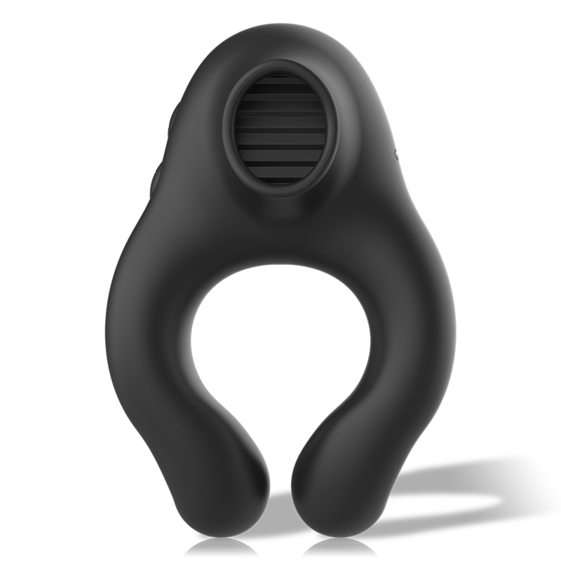 Anneau pénien vibrant avec stimulateur clitoridien à effet de léchage, 3 moteurs, noir et doré ARMONY