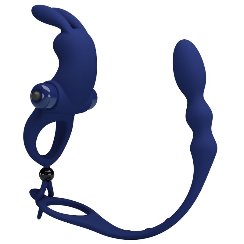 Anneau pénien vibrant Pretty Love Ayad avec plug, bleu