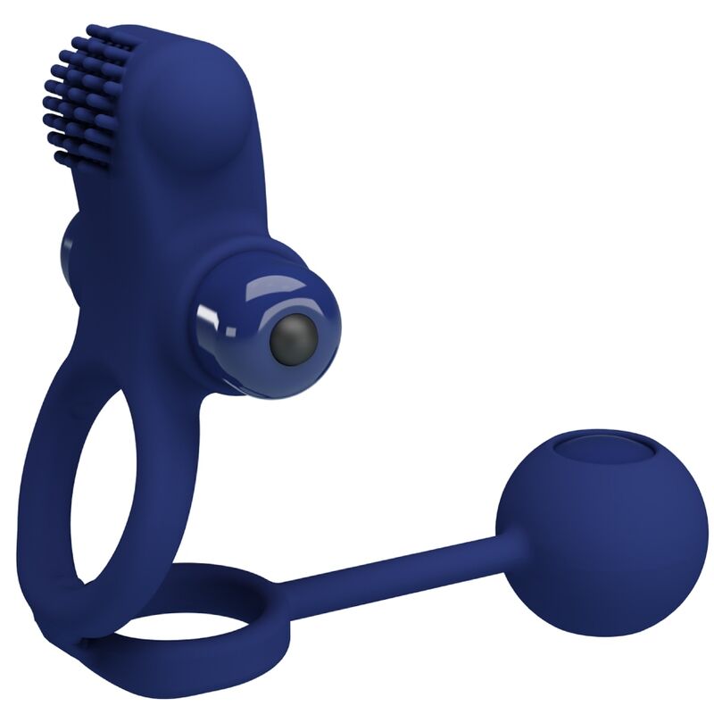 Pretty Love Remington, anneau pénien avec plug, bleu