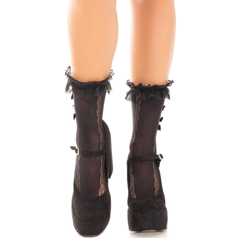 Chaussettes basses en nylon avec dentelle et cœur, taille unique LEG AVENUE
