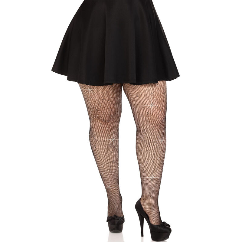 Bas résille Leg Avenue avec strass noirs ou caramel