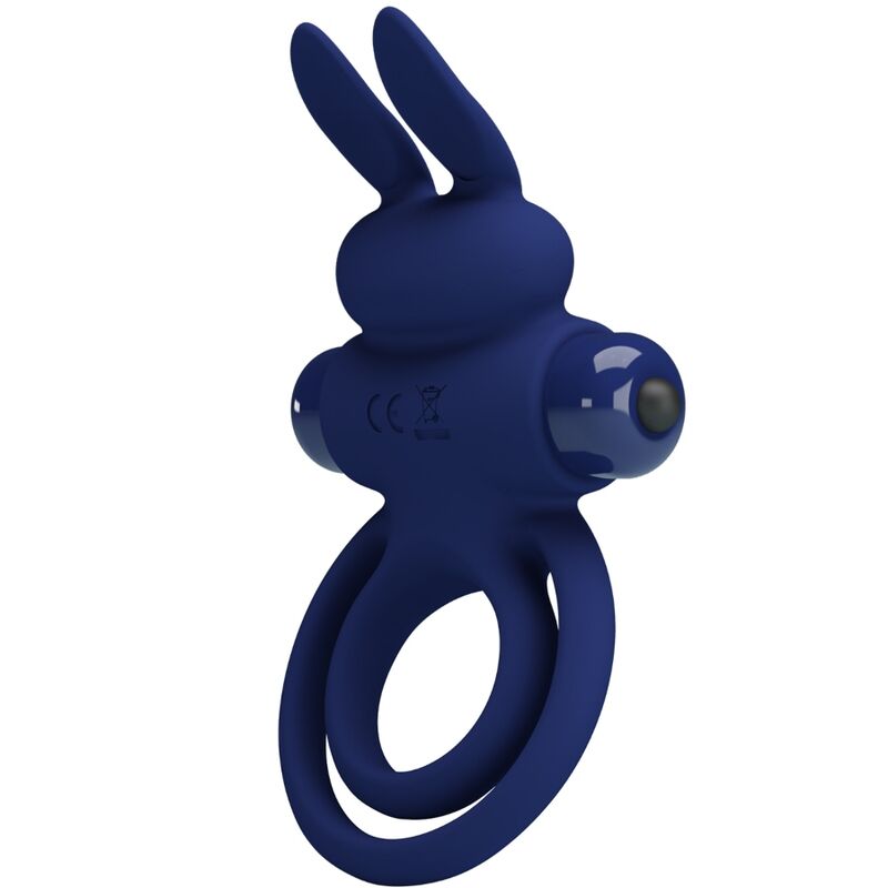 Pretty Love Darey, anneau pénien vibrant avec stimulateur en forme de lapin, bleu