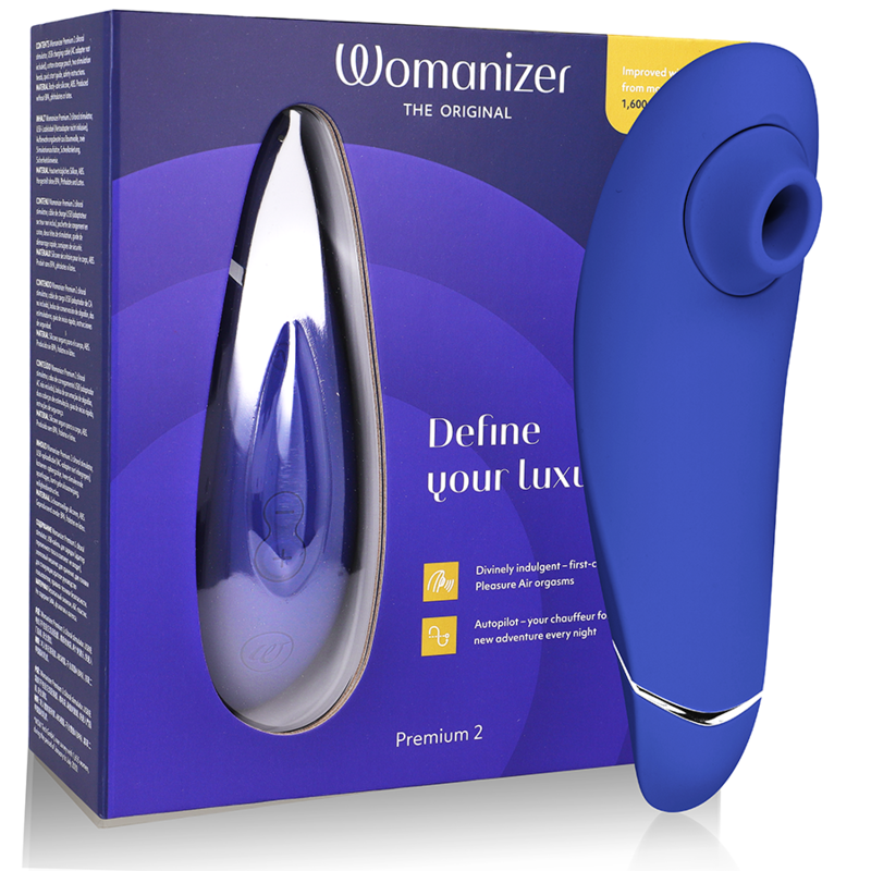 Womanizer Premium 2, vibromasseur à ondes de pression, Blueberry