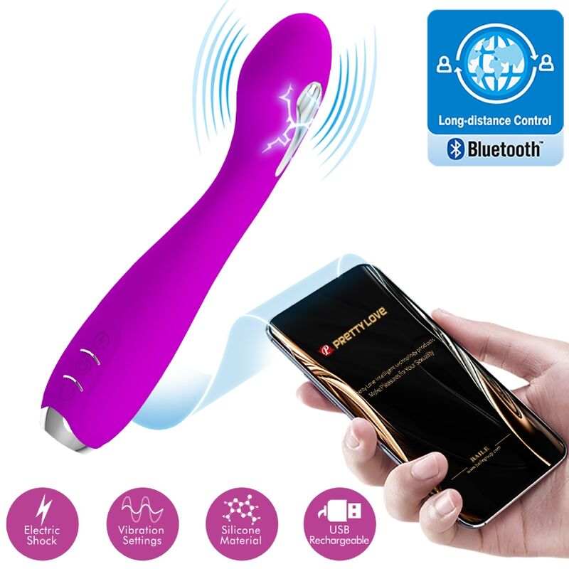 Vibromasseur connecté Pretty Love Hector avec stimulation électrique, violet