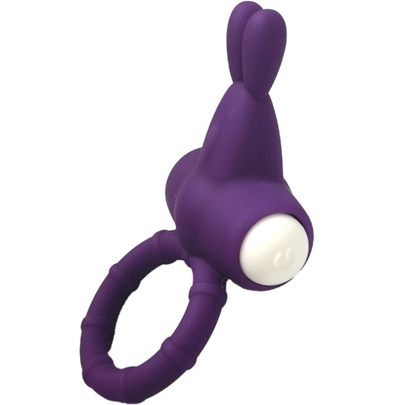 Anneau pénien vibrant avec stimulation clitoridienne Bunny en silicone violet ARMONY