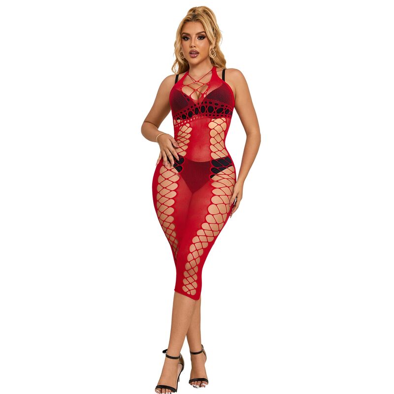 Robe longue rouge en résille SUBBLIME, taille unique