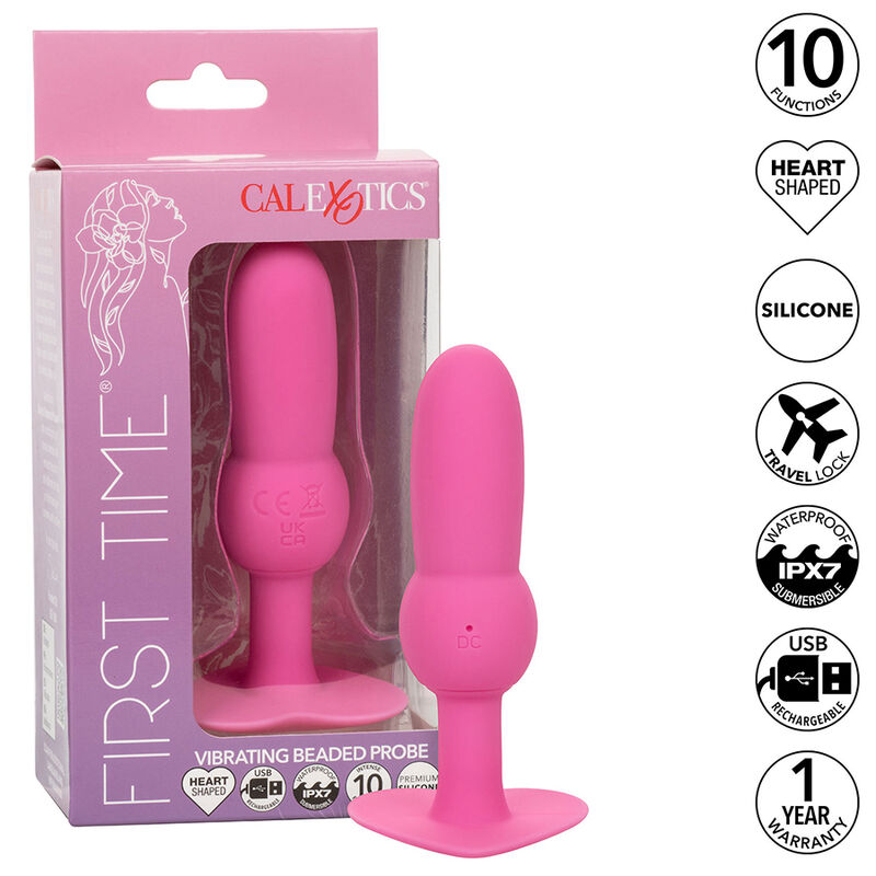 Plug anal vibrant CalExotics First Time à texture perlée