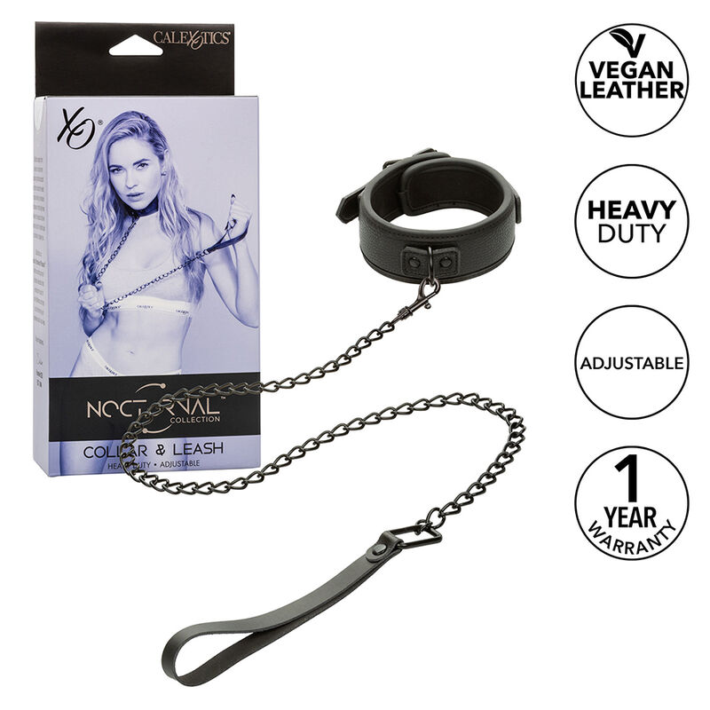 Collier BDSM CALEXOTICS Nocturnal avec laisse chaîne amovible