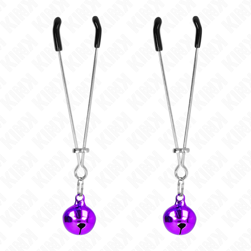 Pinces à tétons KINK Thin Bell violettes, 7 cm