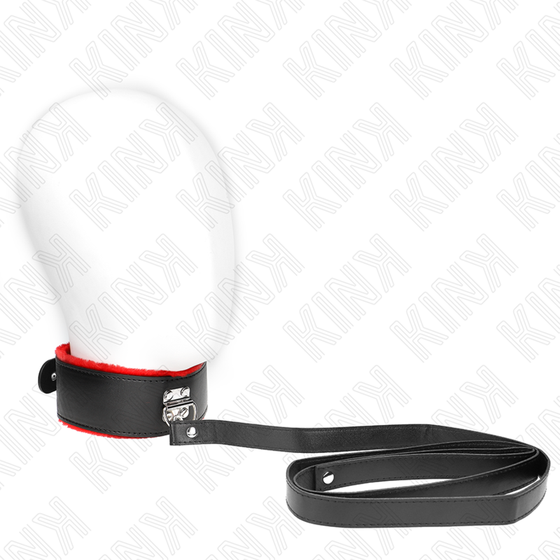 Collier BDSM KINK avec laisse en cuir rouge, réglable