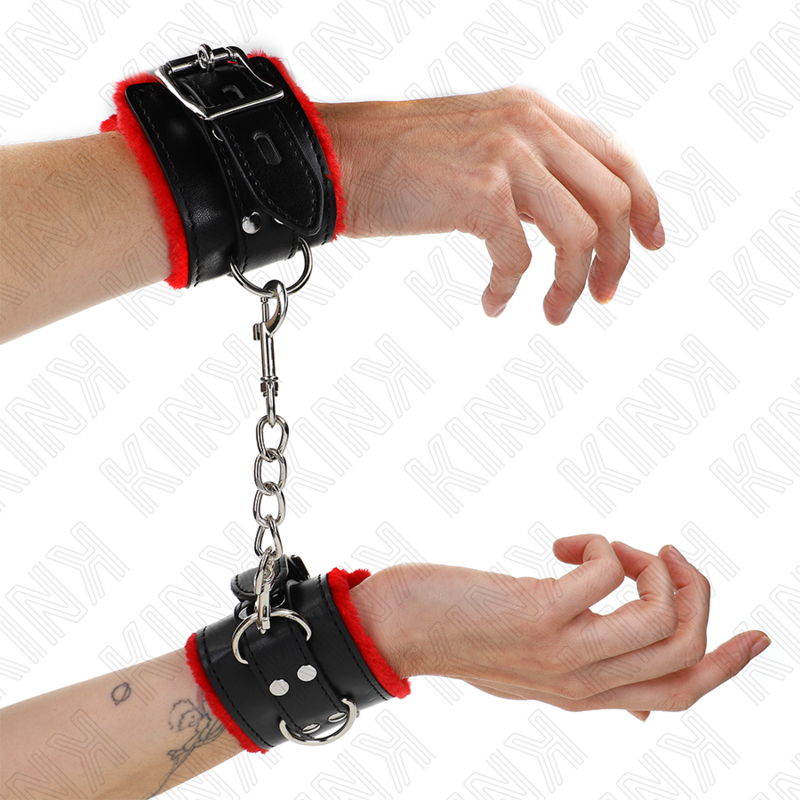 Menottes KINK à ouvertures carrées, rouges et noires