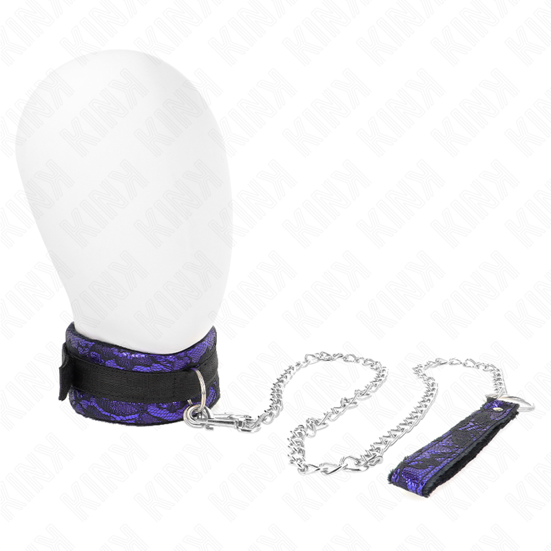 Collier BDSM KINK en velours avec dentelle et laisse