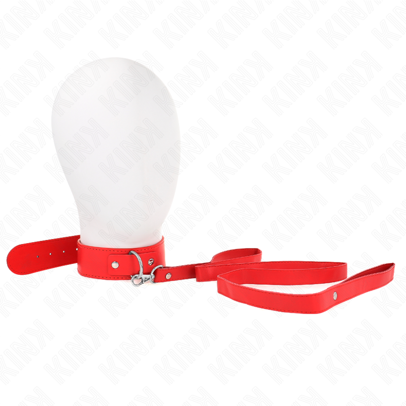 Collier BDSM KINK avec laisse de 116 cm, rouge