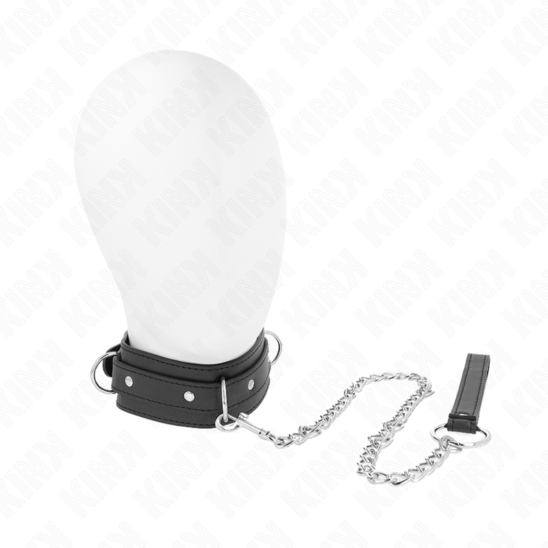 Collier BDSM KINK avec laisse et trois anneaux