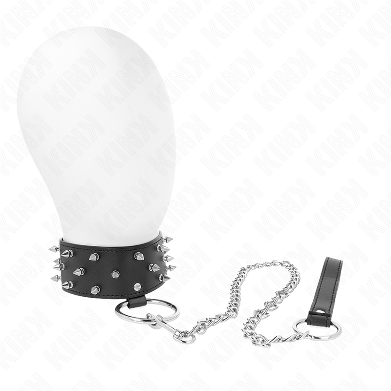 Collier BDSM KINK avec laisse et clous argentés