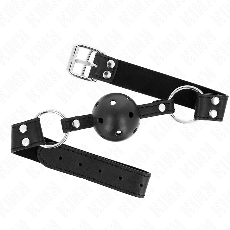 Bâillon boule KINK avec boule de 4 cm et deux rivets, noir