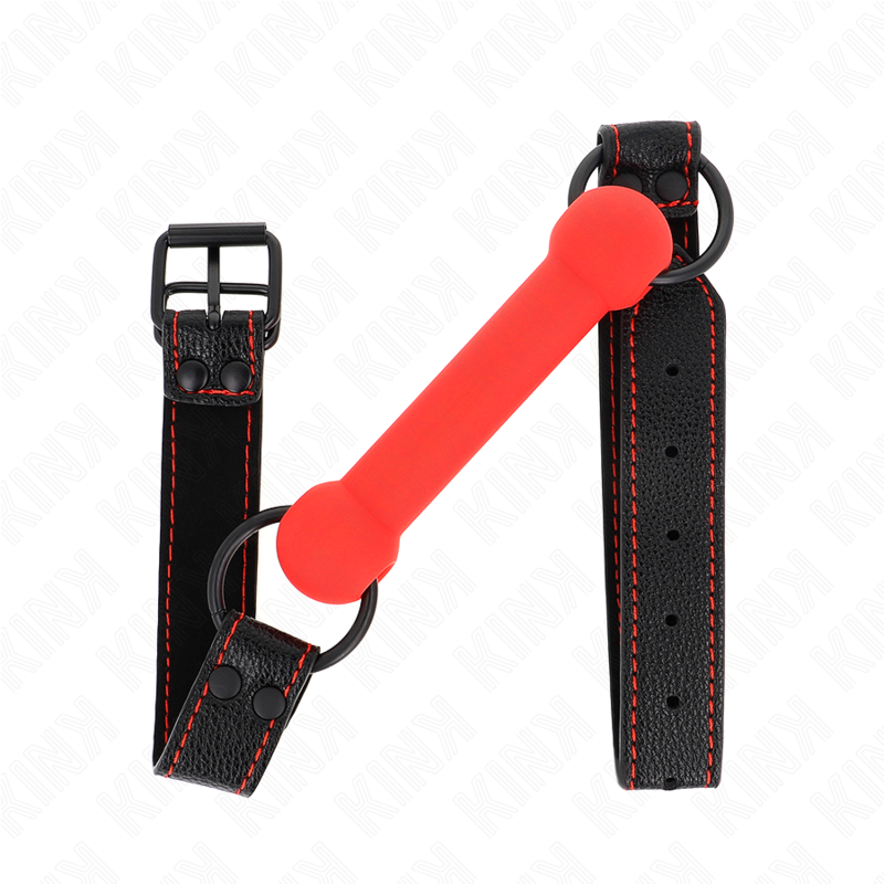 Bâillon KINK Bone avec sangle rouge en similicuir