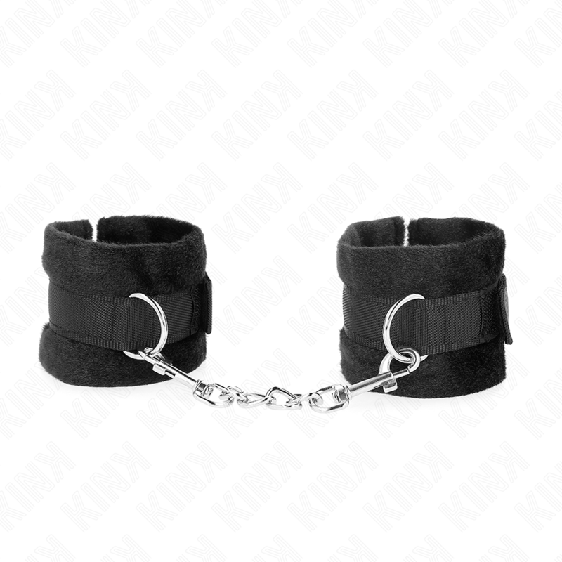 Menottes KINK Beginner en fourrure, noires, 30 × 7 cm
