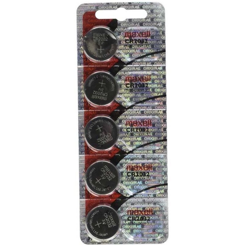 Piles bouton CR2032 3 V longue durée, lot de 5 pour montres et appareils MAXELL