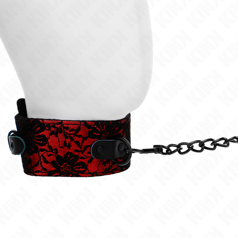 Collier BDSM KINK avec effet dentelle et lanière en cuir