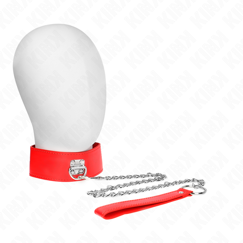 Collier BDSM KINK avec laisse, rouge, 65 cm
