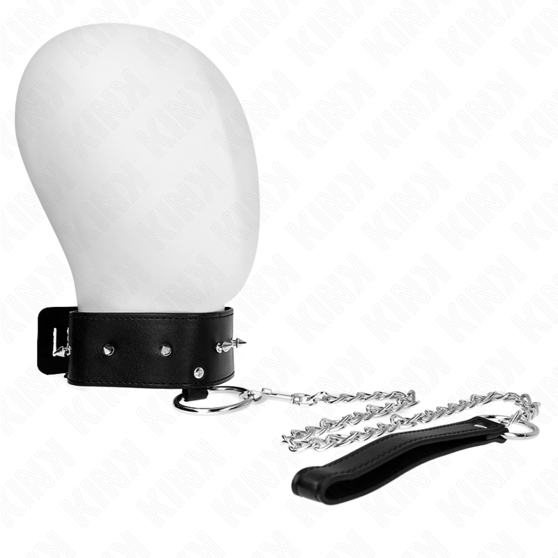 Collier BDSM KINK avec laisse et clous argentés