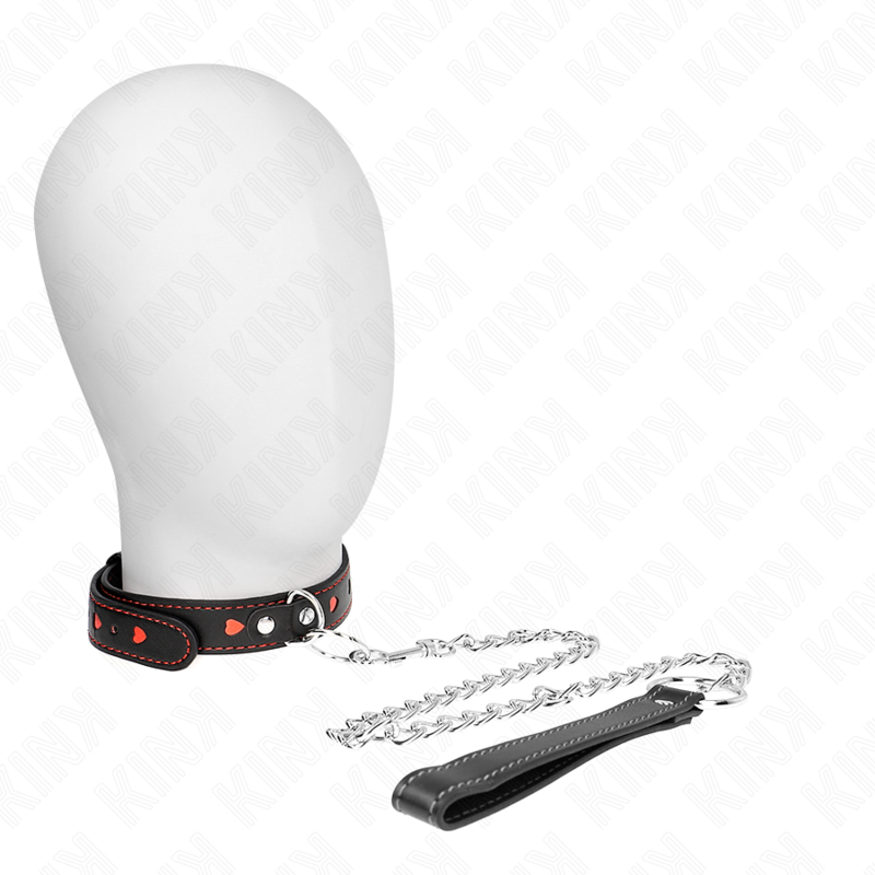 Collier BDSM KINK avec détails en forme de cœur et laisse