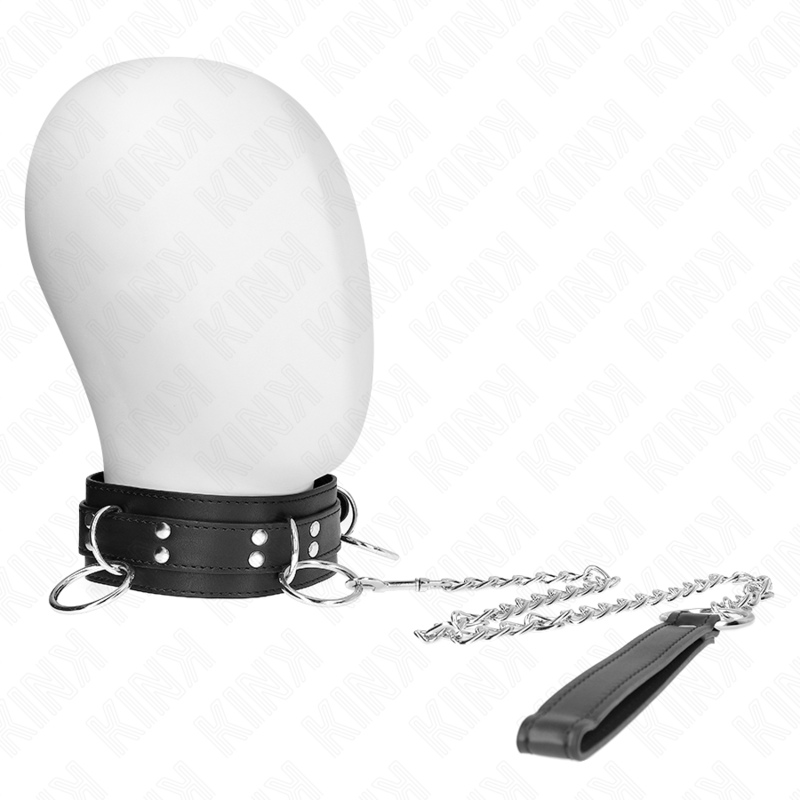 Collier BDSM KINK avec trois anneaux et lien