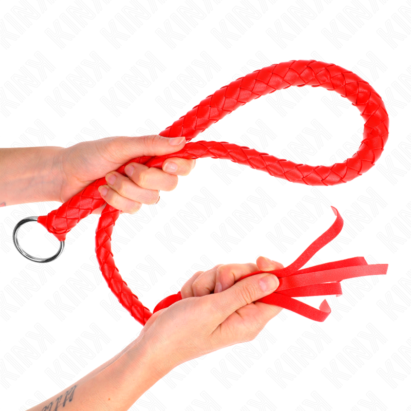 Fouet KINK Snake avec dragonne rouge, 65 cm