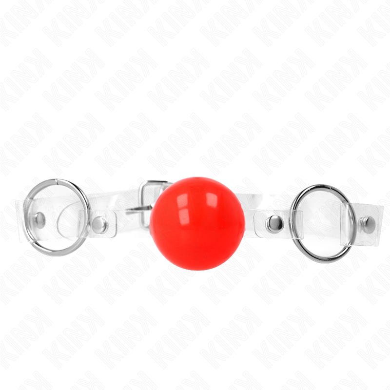 Bâillon boule KINK avec boule rouge transparente en PVC, 4 cm