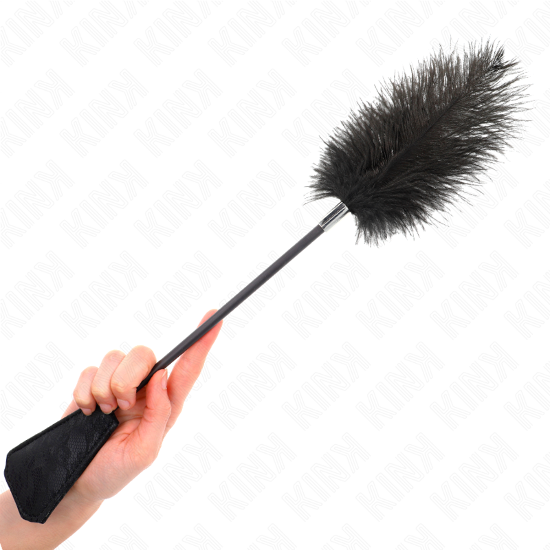 Plumeau de chatouilles KINK en plumes d’autruche et dentelle, 56 cm