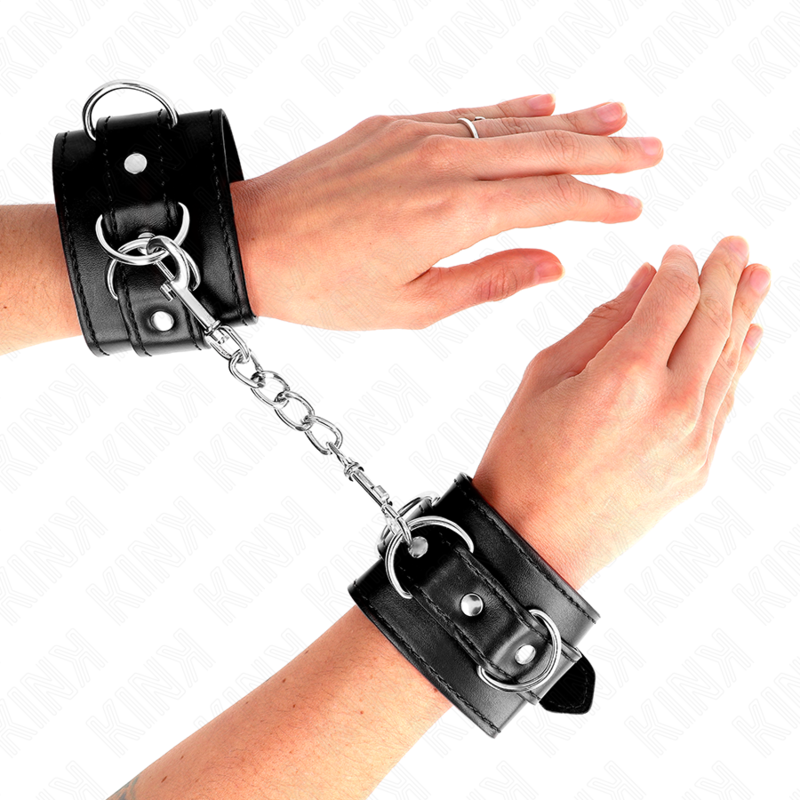 Menottes réglables noires KINK avec anneaux en D