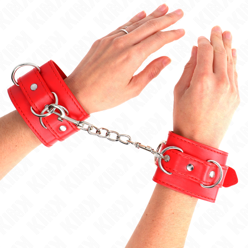 KINK menottes rouges réglables avec anneaux en D, lot de 3