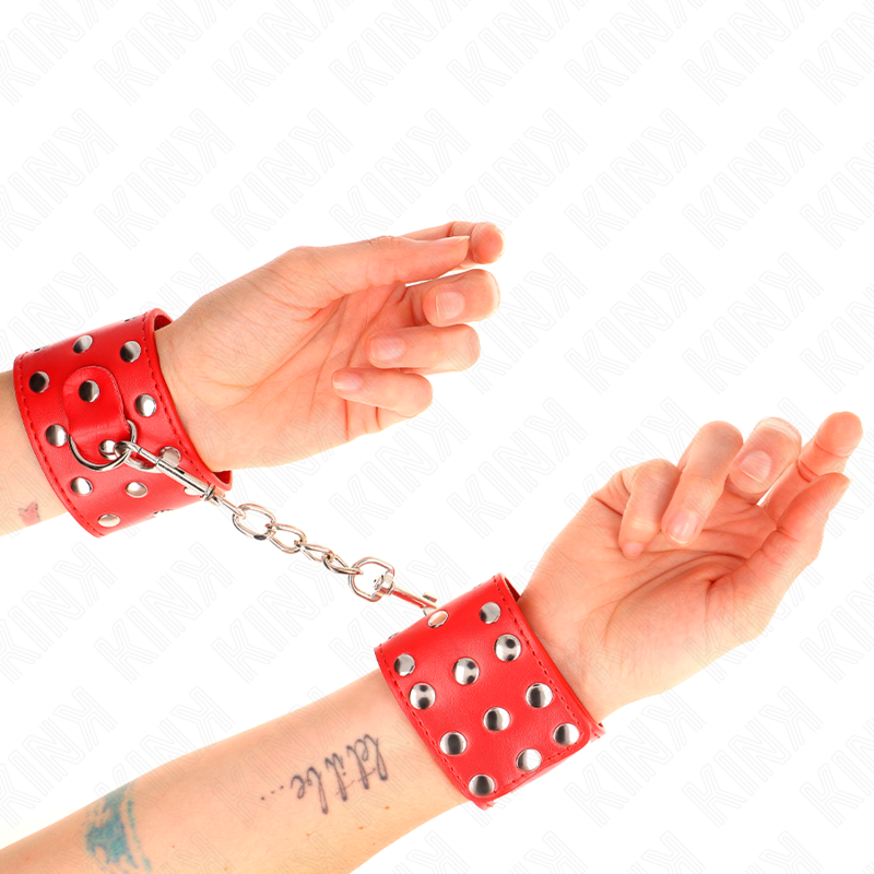 Menottes rouges KINK à rivets, réglables