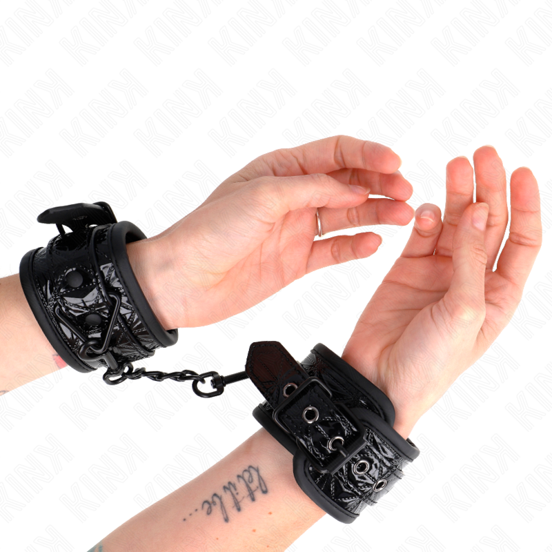 Menottes KINK noires à motif losanges