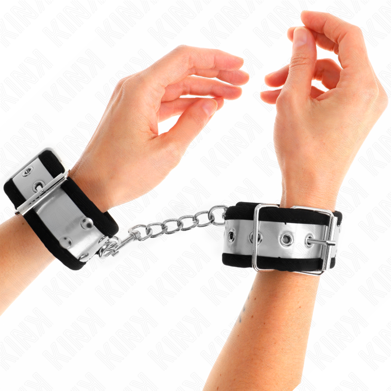 Menottes KINK, fines, noir et argent, 30 × 4 cm