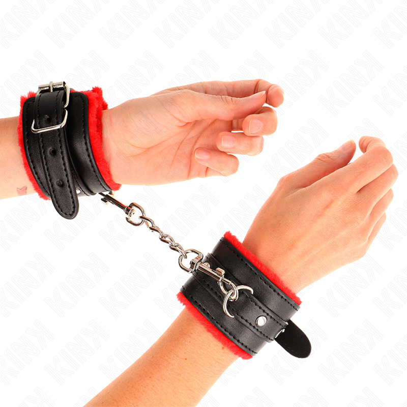 Menottes KINK doublées de fourrure, rouges et noires