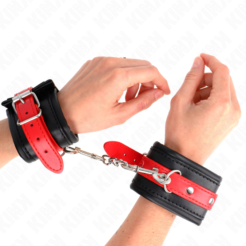 Menottes réglables KINK noires avec sangle rouge