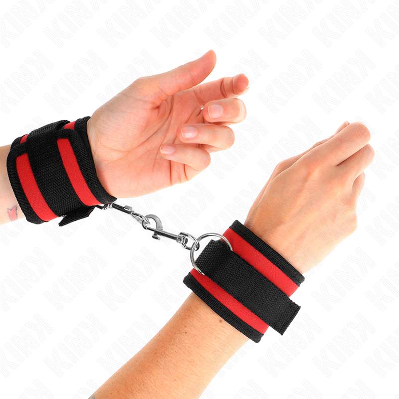 Menottes KINK en nylon, réglables, rouges et noires