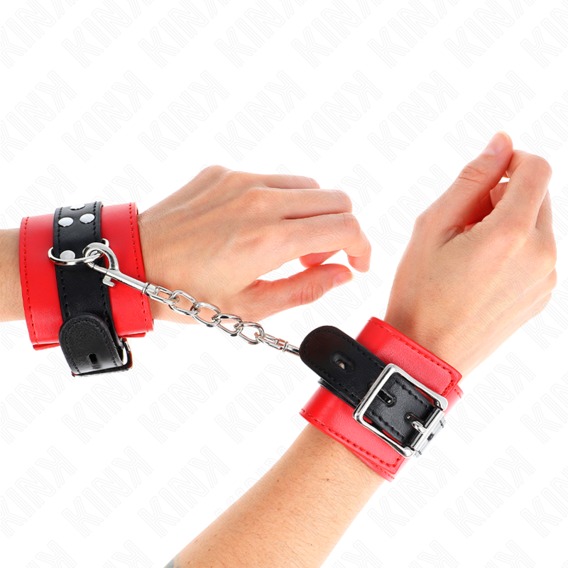 Menottes KINK rouges réglables avec bande noire