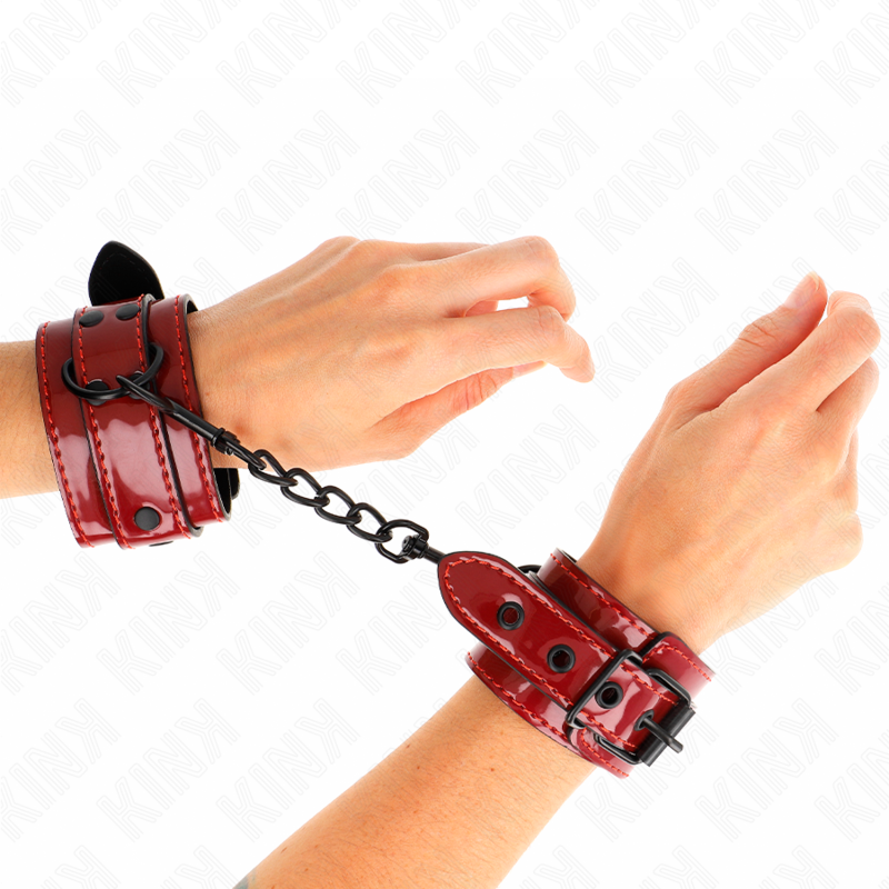Entraves pour poignets KINK rouge foncé, 23 x 5 cm