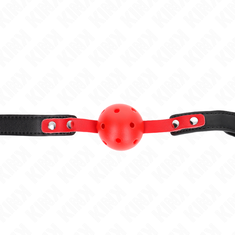 Bâillon boule KINK avec boule creuse rouge et sangle noire