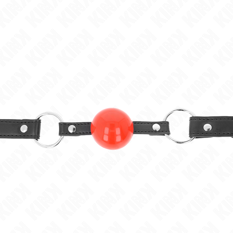 Bâillon KINK avec boule rouge, sangle noire et cadenas